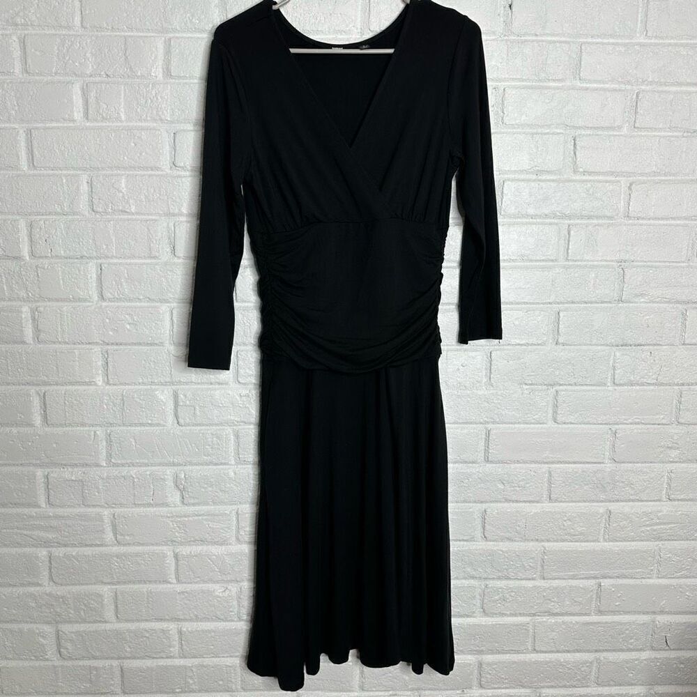 Betabrand Shapeline Ruched Black Long Sleeve Dress size Small